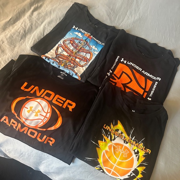 Under Armour Kids' Black and Orange Basketball Tees - Picture 1 of 7